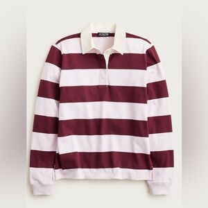 NWT! JCREW Premium Weight Classic Rugby Shirt in Ice Red